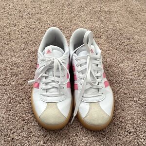 Adidas White and Pink Retro Sneakers